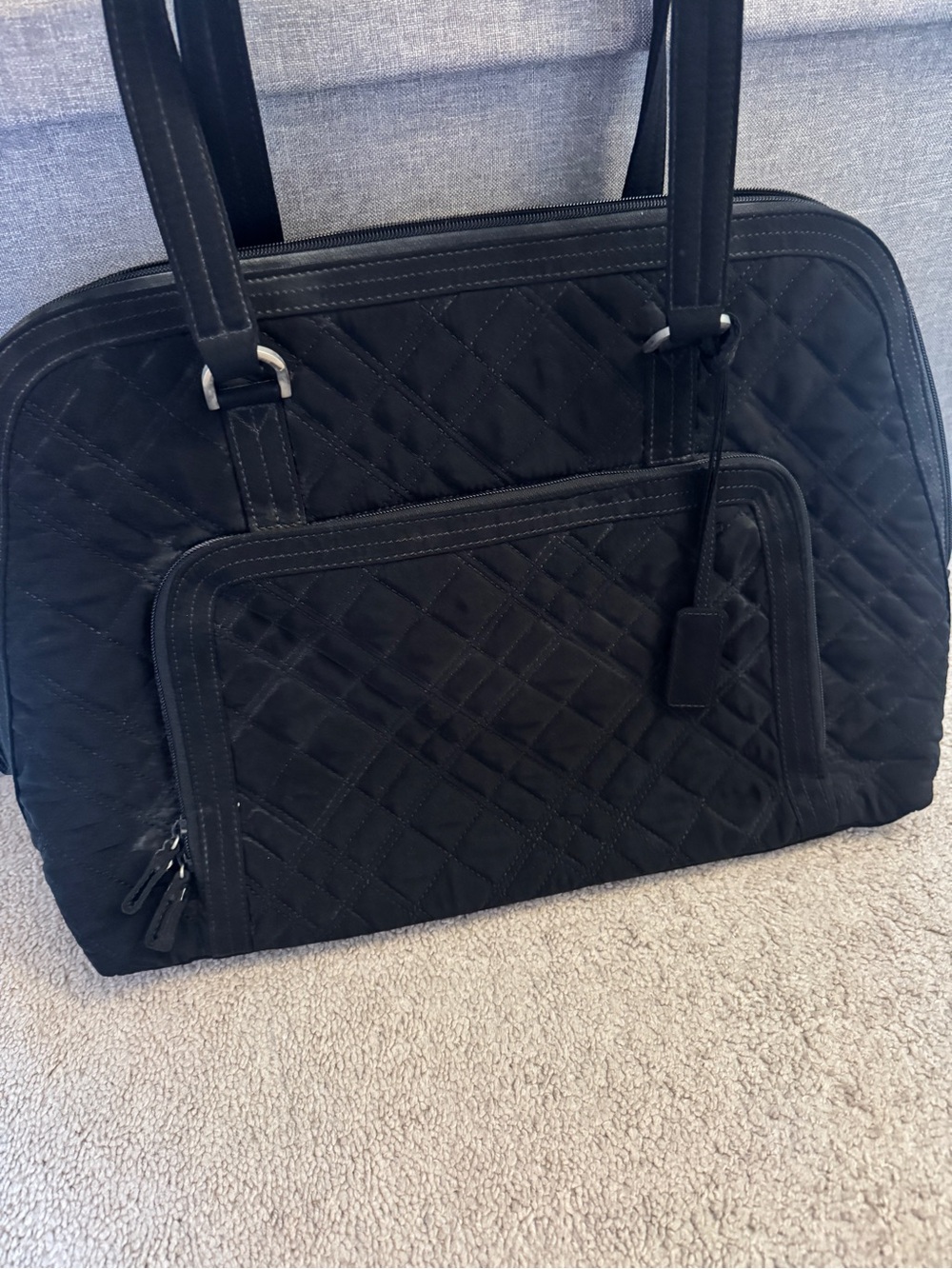 Vera Bradley Quilted Black Tote with Front Zip Pocket